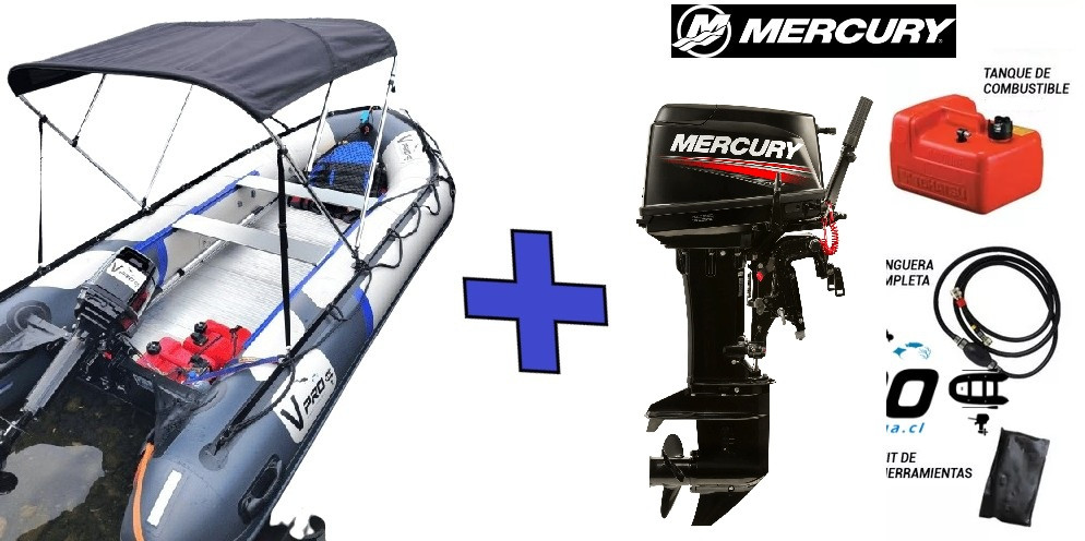 BOTE VPRO420SE CON TECHO + MFB MERCURY  30HP 2T PATA LARGA